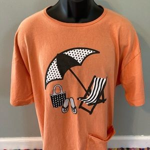 80s Beach Bum Tee Shirt Umbrella Flip FLops Cooler